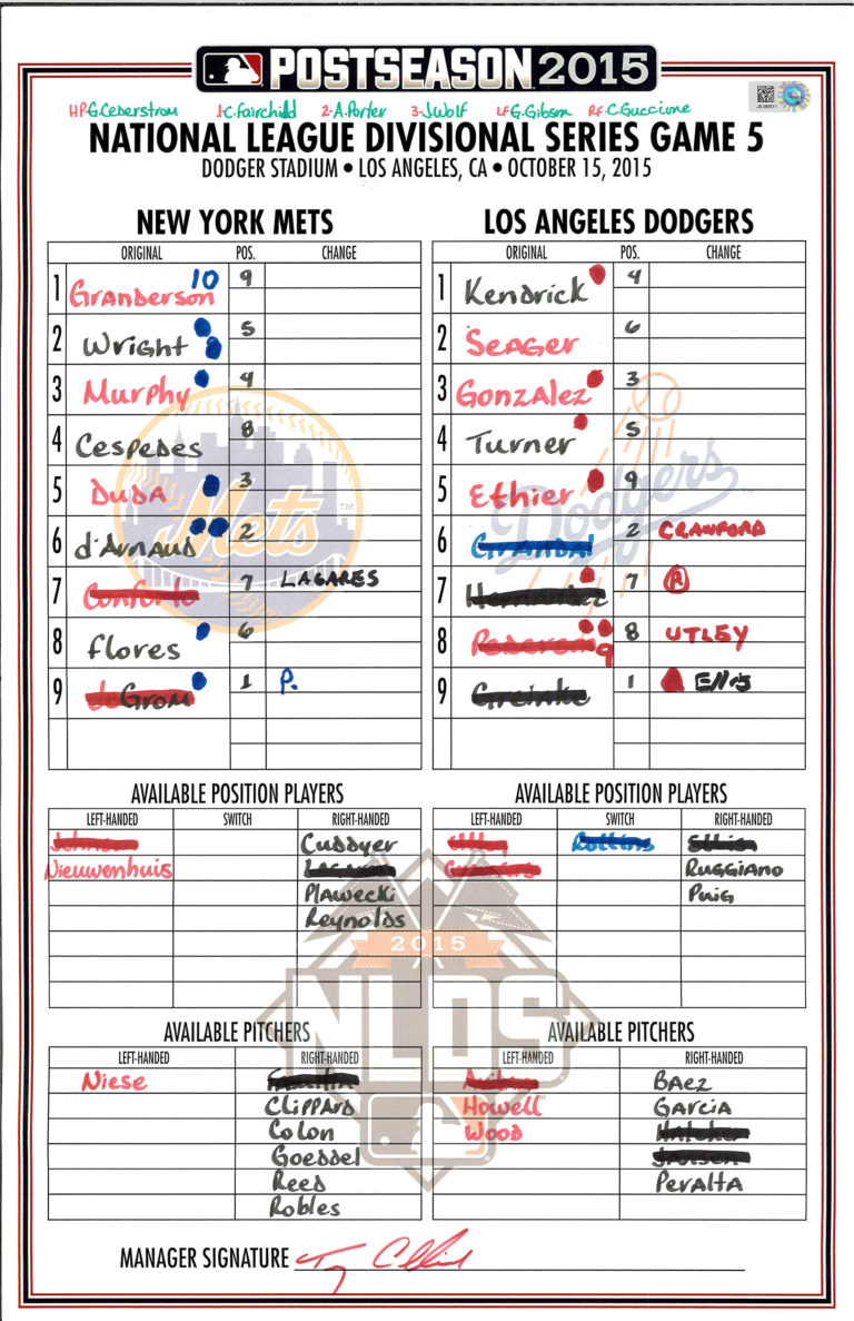 Lineup Card: Game 5 of the 2015 NLDS