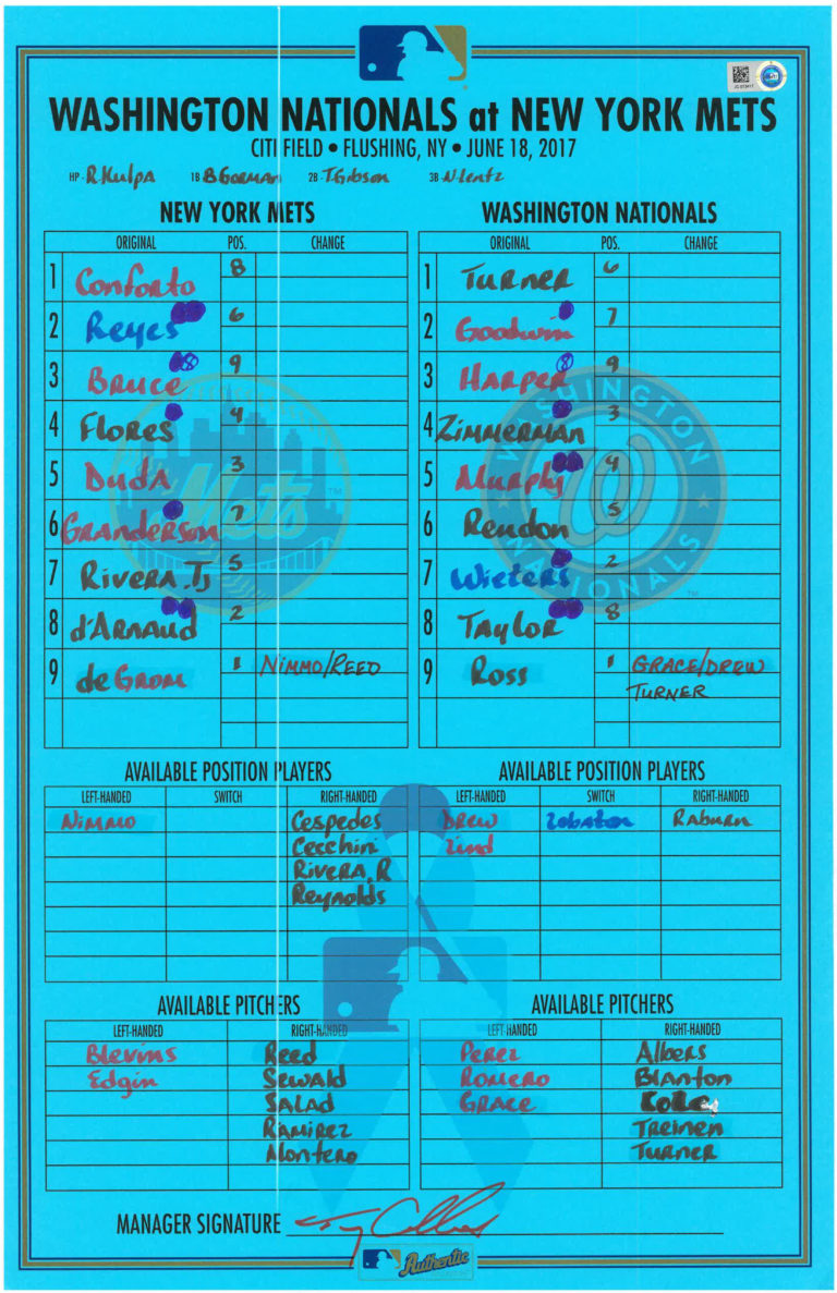 Lineup Card: Jacob deGrom's First Home Run