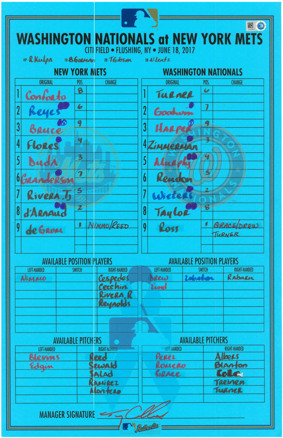 Lineup Card: Jacob deGrom's First Home Run