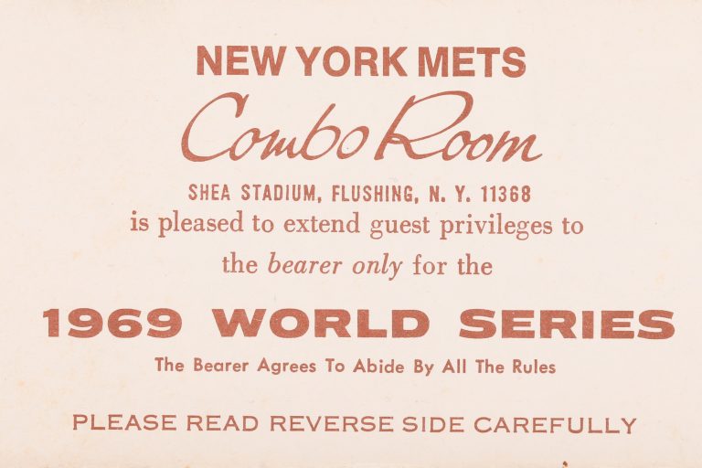 New York Mets Combo Room Ticket for 1969 World Series