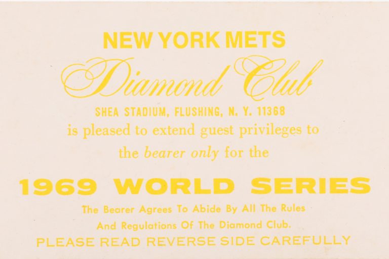 1969 World Series Game 3 Diamond Club Ticket