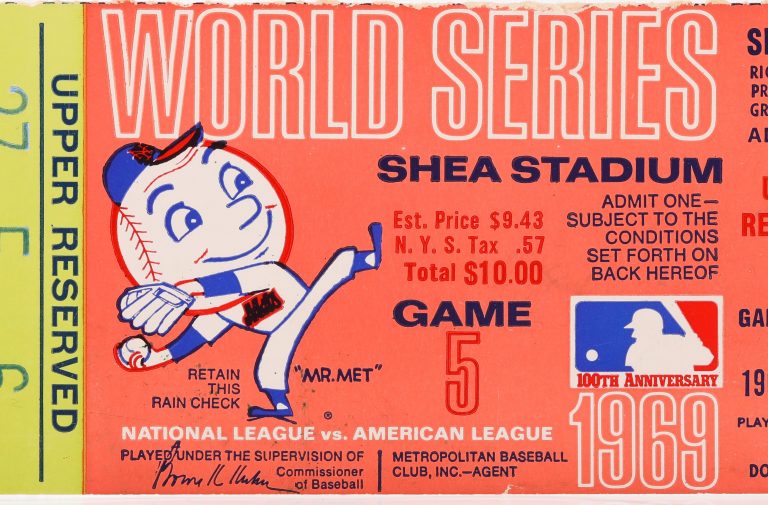 Upper Deck Ticket From Game 5 of 1969 World Series