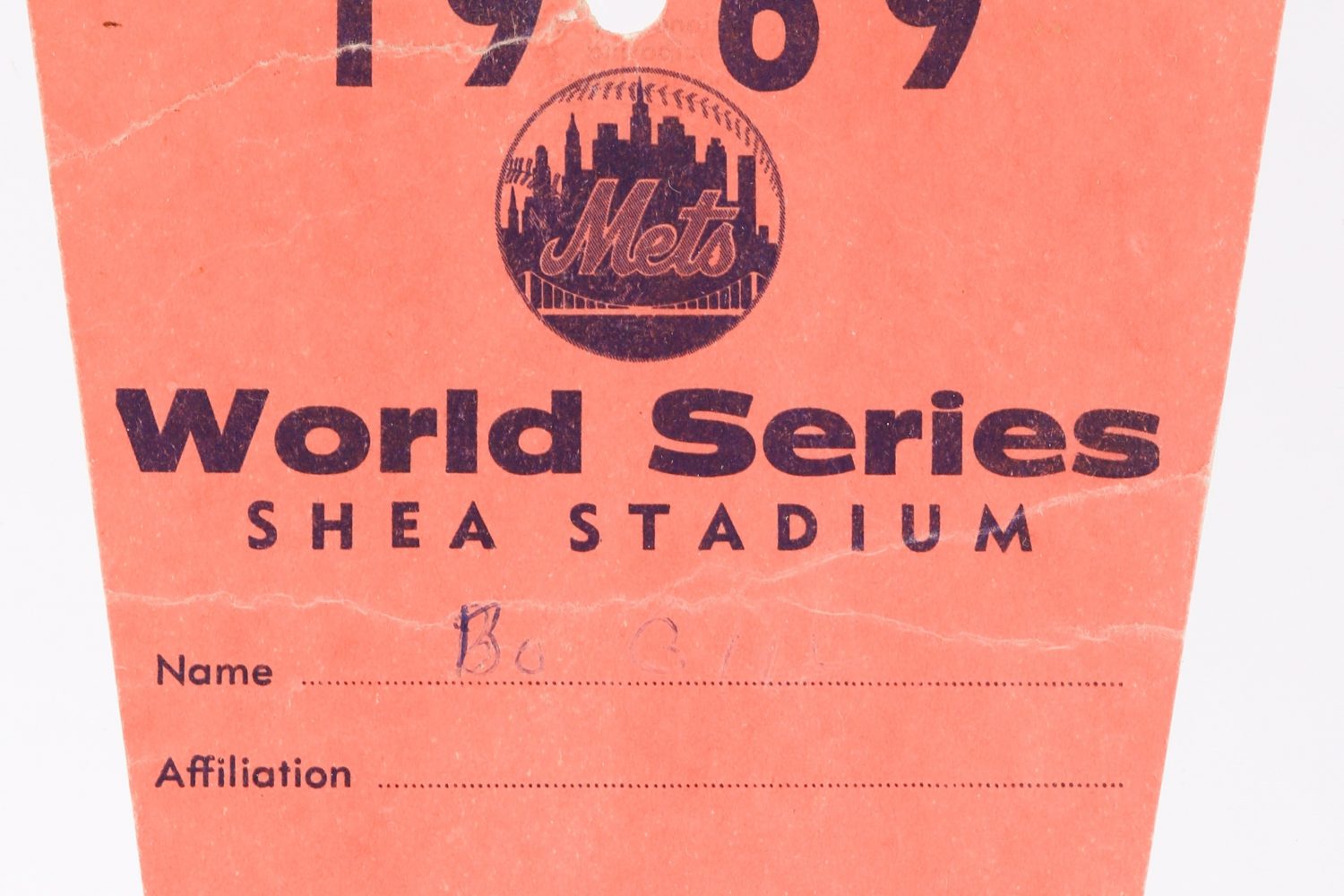 Field Press Pass for 1969 World Series