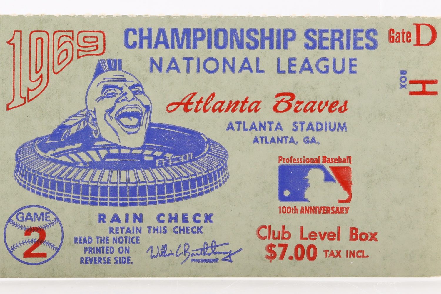 Ticket to Game 2 of 1969 NLCS