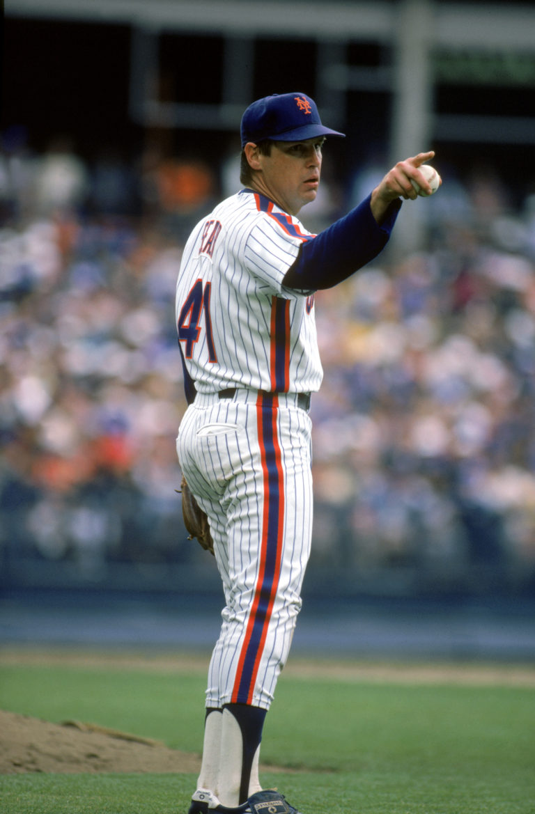 Tom Seaver Points to the Outfield Before Pitching