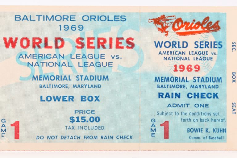 1969 World Series Game 1 Ticket