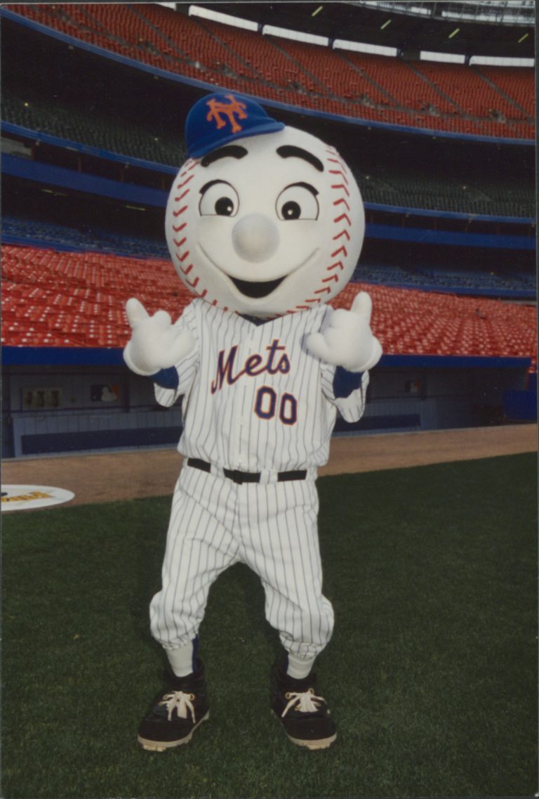 With Original Mr. Met Costume in Mets Hall of Fame