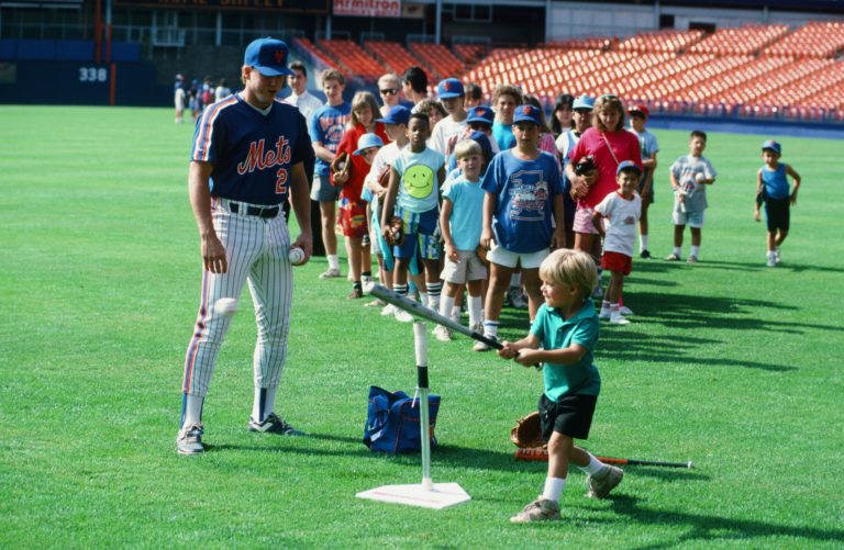 Mackey Sasser Coaches Kids at Shea Stadium