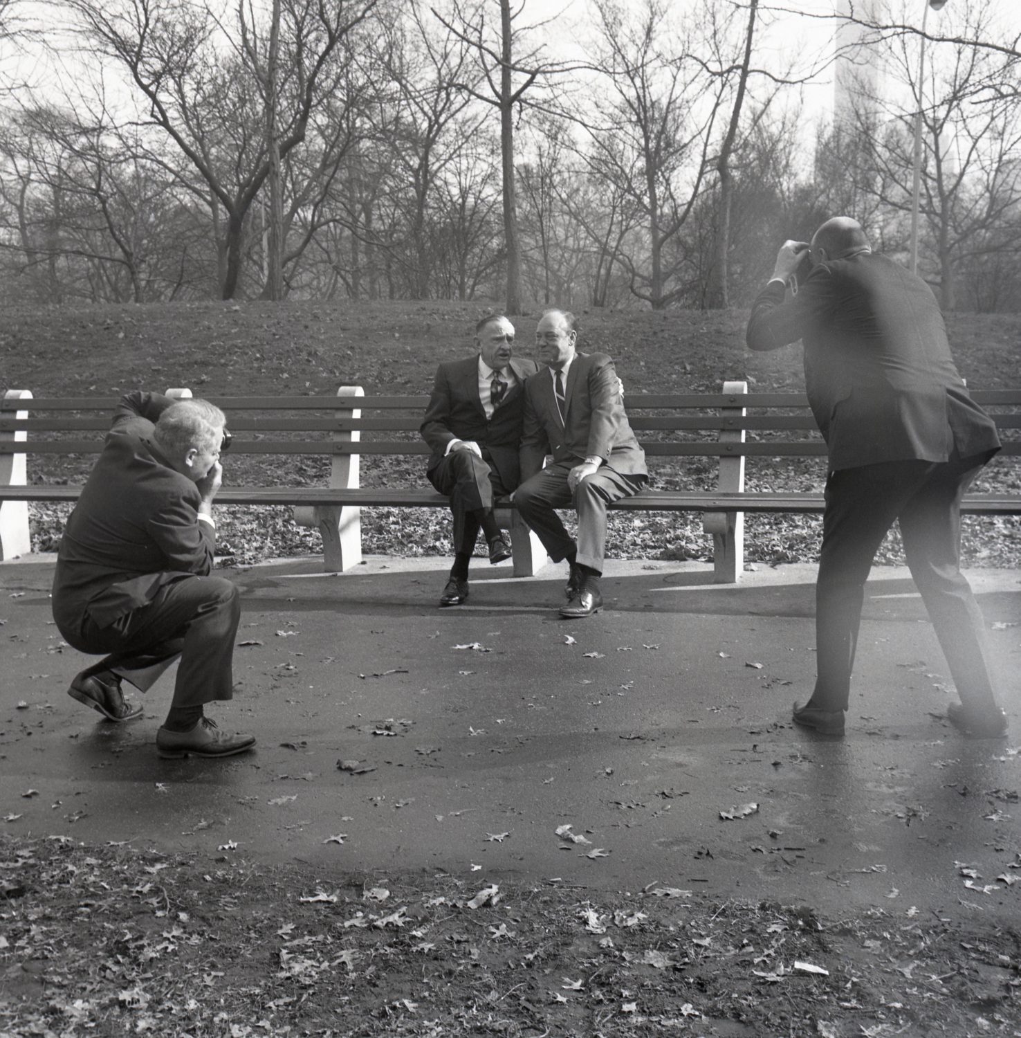 Casey Stengel and Wes Westrum on Park Bench