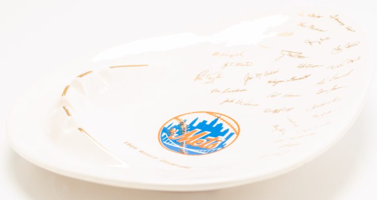 1969 World Series Ashtray Autographed by Team