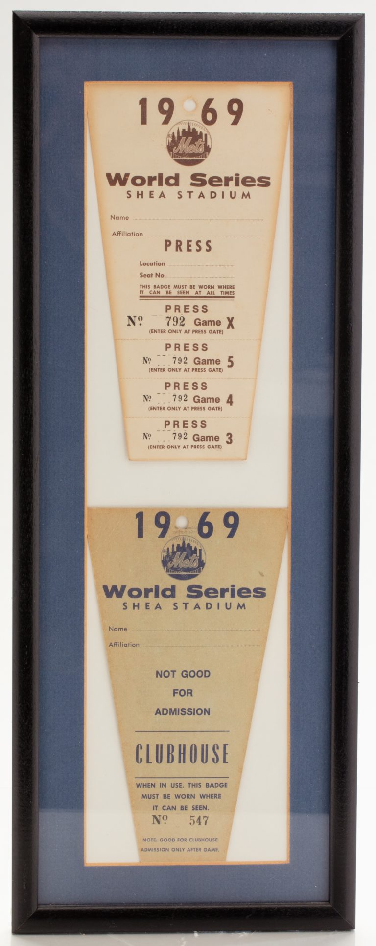 1969 World Series Press Pass