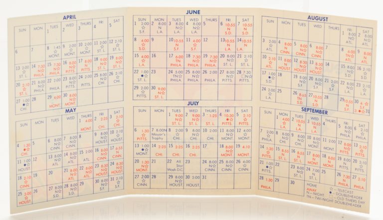 1969 Mets Regular Season Pocket Schedule - Interior with Schedule