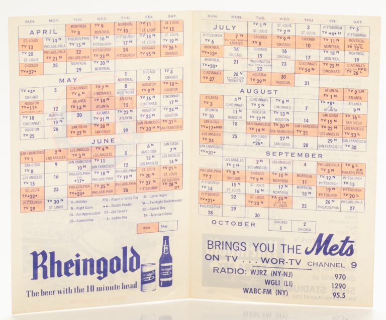 1969 Official NY Mets Schedule - Mets History