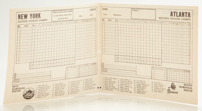 Mets-Braves Scorecard from 1969 NLCS - Scorecard Side