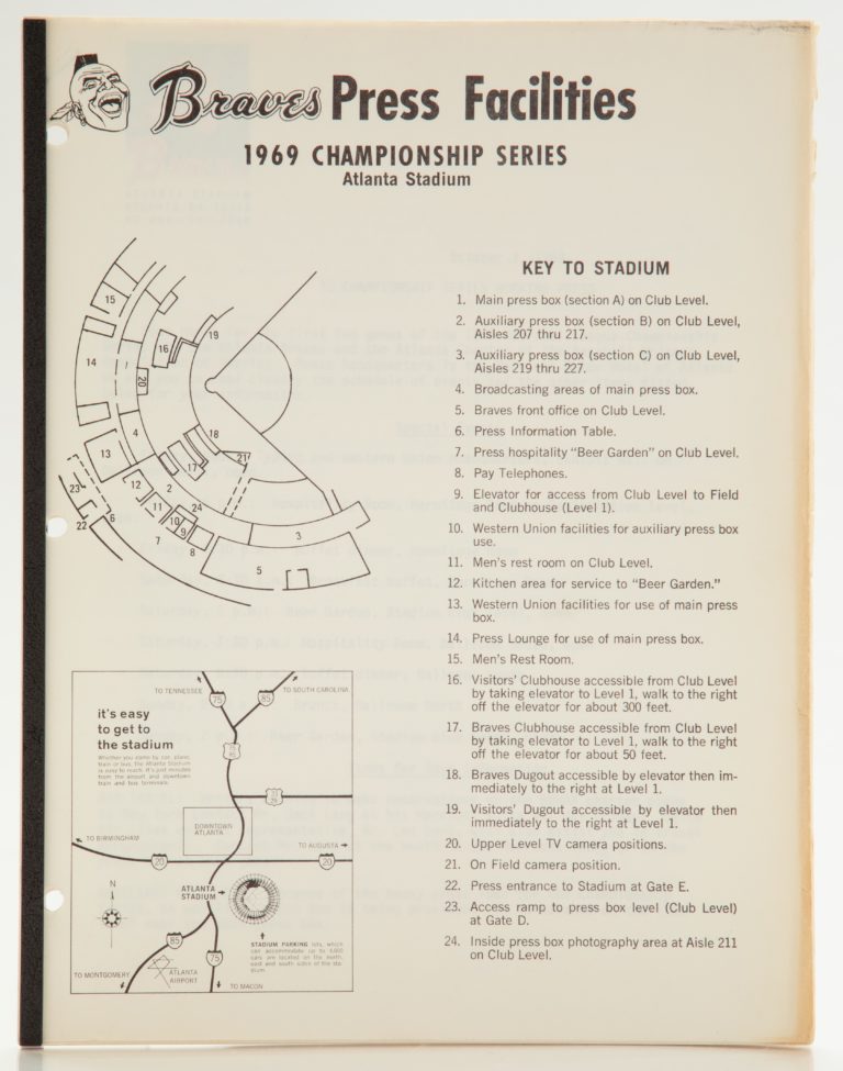 1969 NLCS Atlanta Stadium Press Facilities