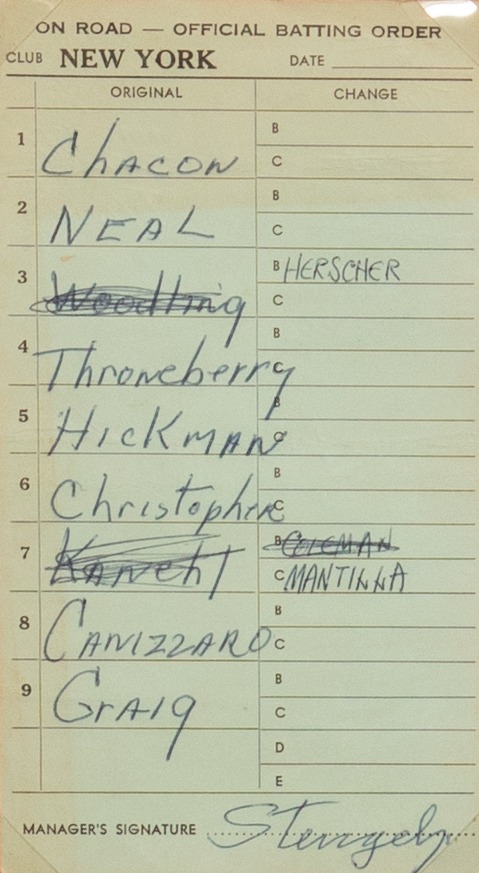 Lineup Card for Mets on September 9, 1962