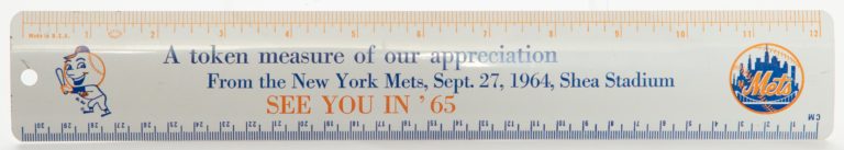 Mets Promotional Ruler From End of 1964 Season