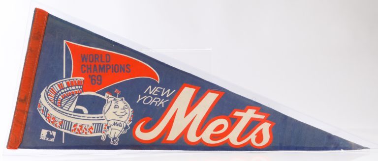 1969 World Series Pennant with Mr. Met and Shea