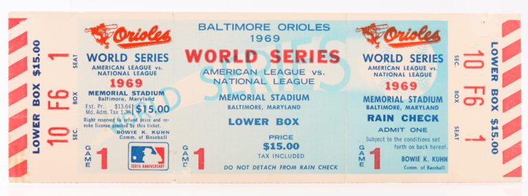 1969 World Series Game 1 Ticket