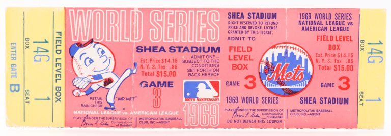 Ticket to Game 3 of the 1969 World Series