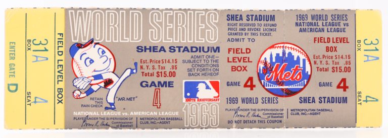 1969 World Series Game 4 Ticket