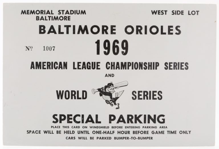 1969 World Series Parking Pass for Memorial Stadium