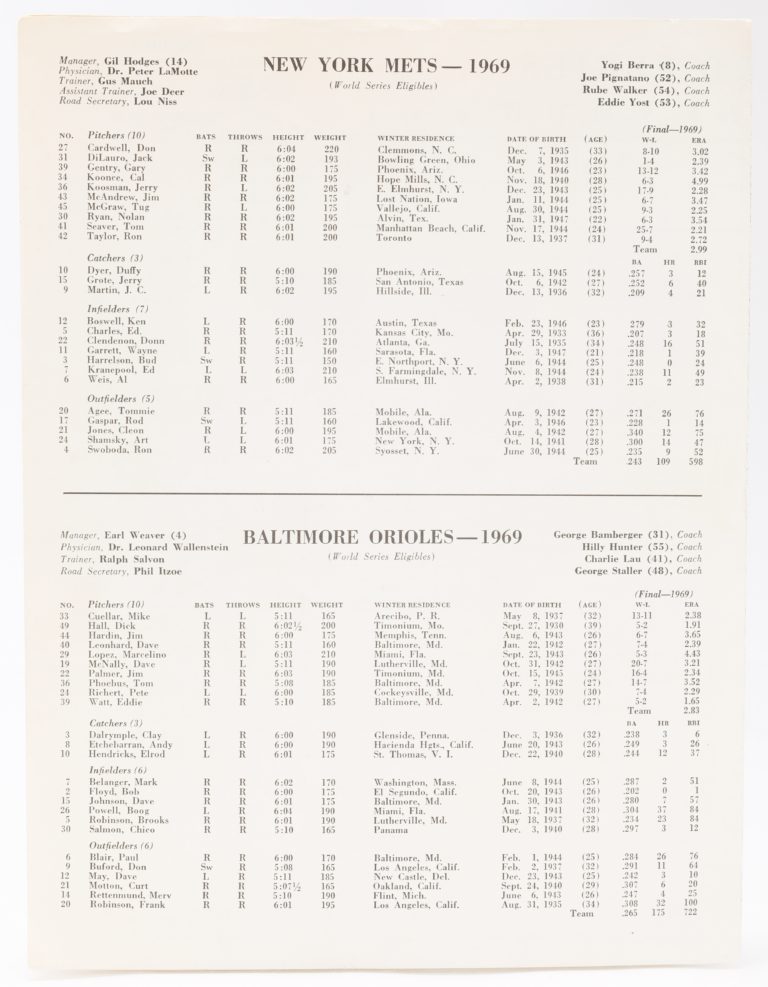 1969 World Series Press-Radio-TV Program