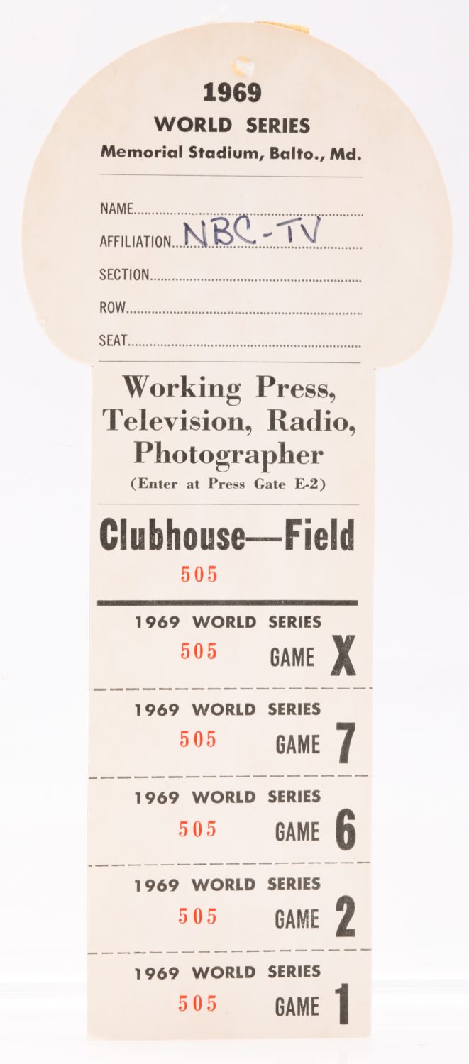1969 World Series Press Pass - Front