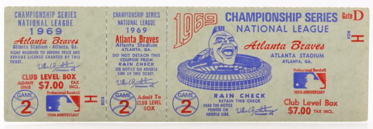 Ticket to Game 2 of 1969 NLCS