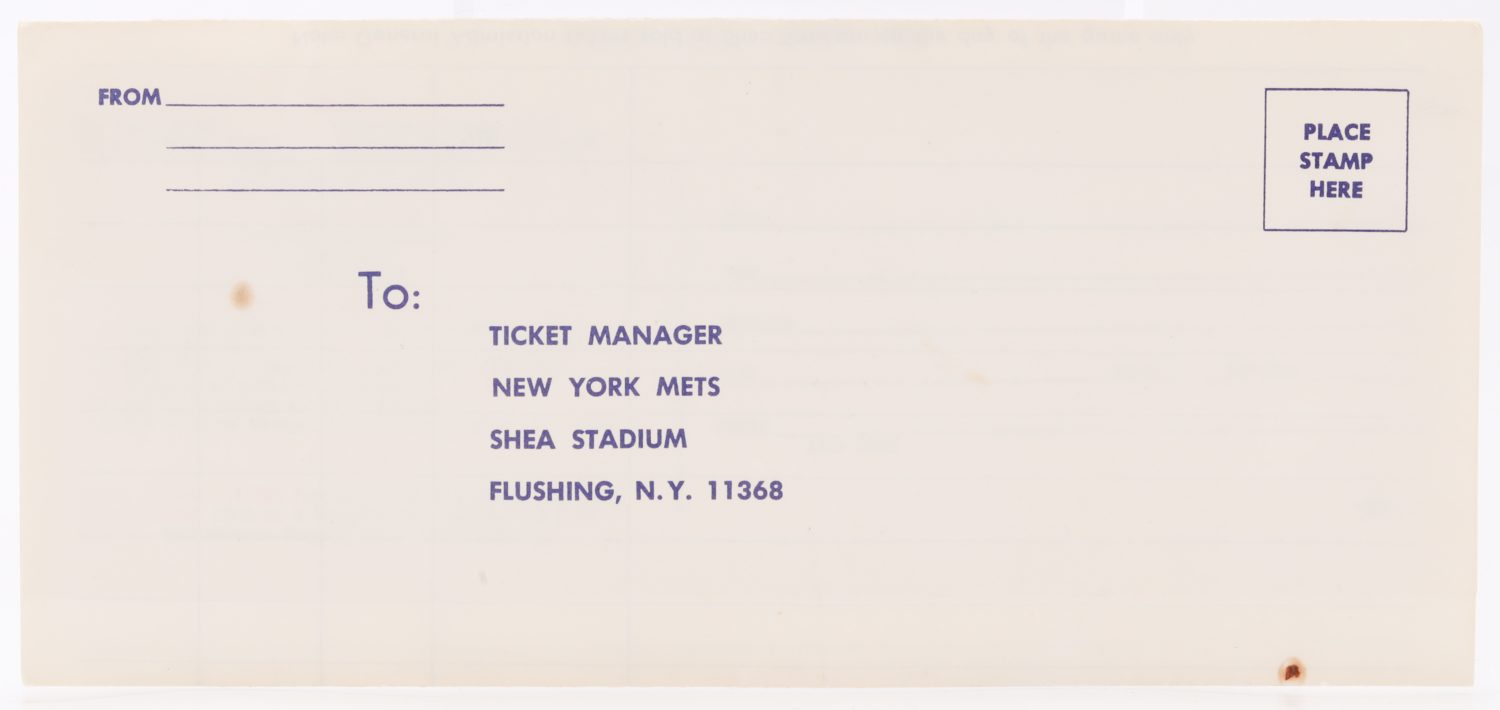 Vintage Mets Ticket Gift Certificate Order Form