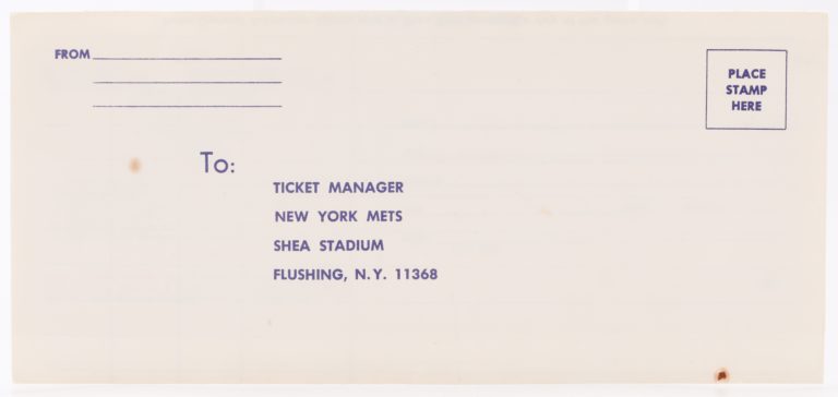 Vintage Mets Ticket Gift Certificate Order Form