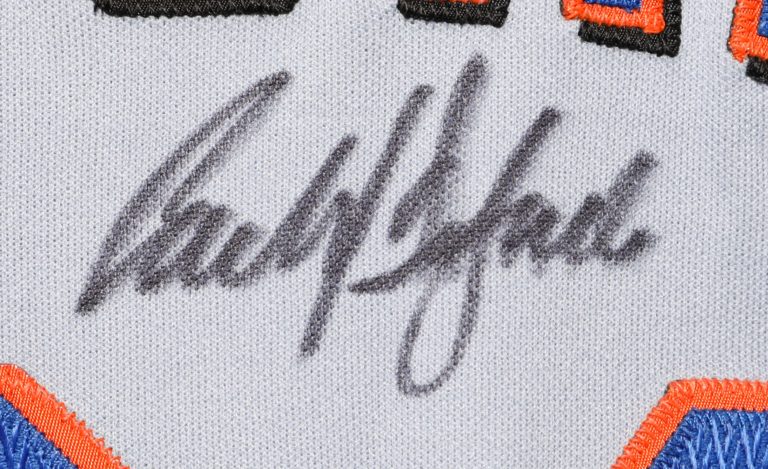 Carlos Delgado Autographed Road Jersey - Autograph Detail