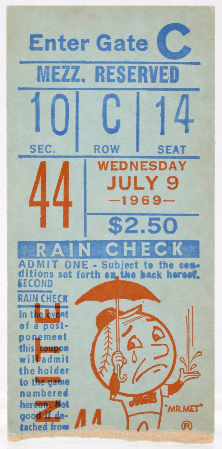 Ticket Stub from Tom Seavers Almost No-Hitter