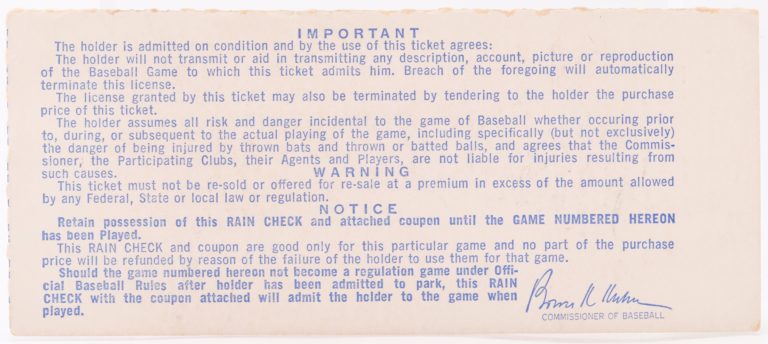 Upper Deck Ticket From Game 5 of 1969 World Series