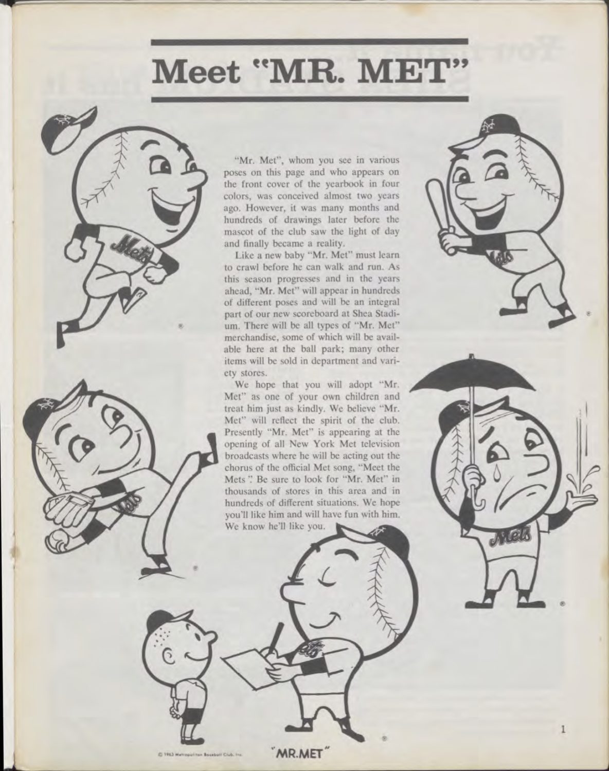 1963 Mets Yearbook Introduces Mr. Met