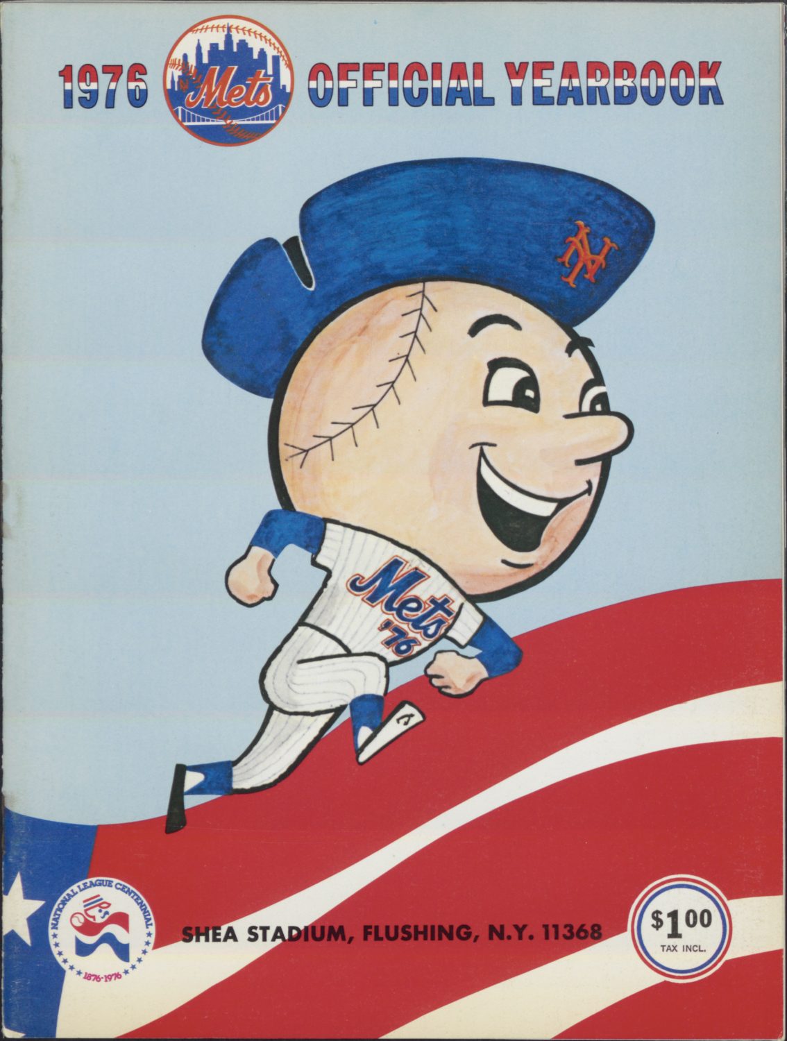 1976 Mets Yearbook with Mr. Met in Bicentennial Hat