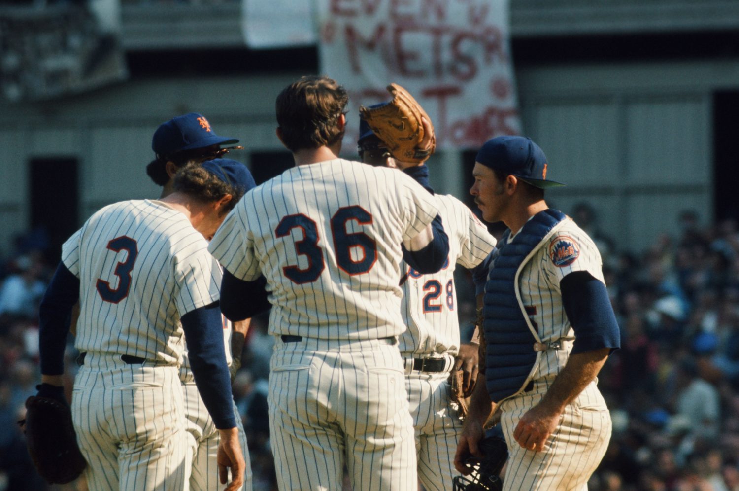 Mets Talk on Mound in 1973 NLCS