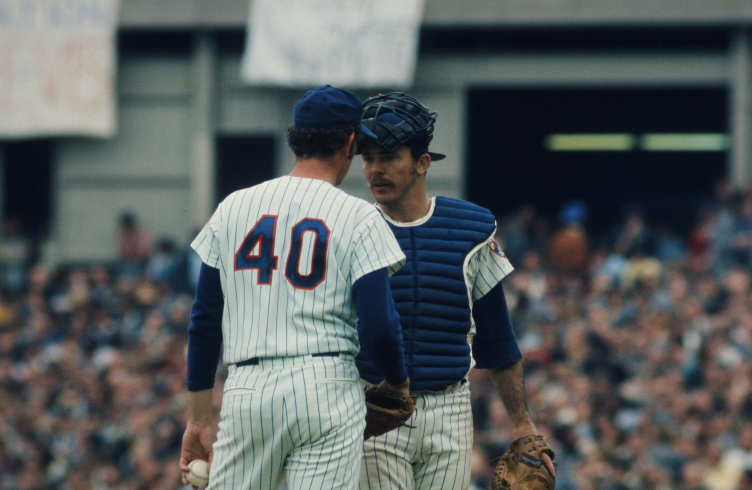 George Stone and Jerry Grote Chat in 1973 NLCS