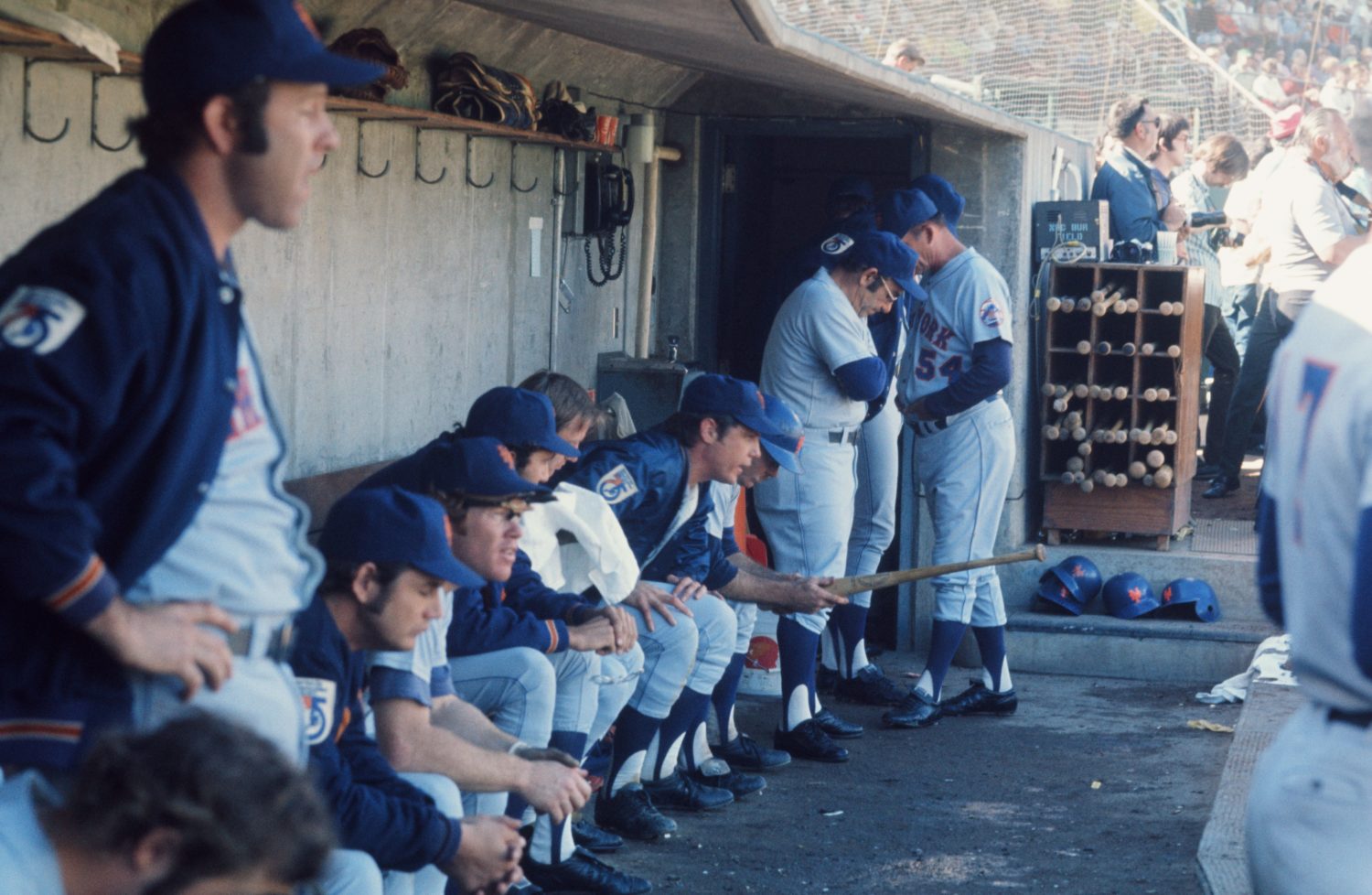 Mets in the Dugout in 1973 World Series