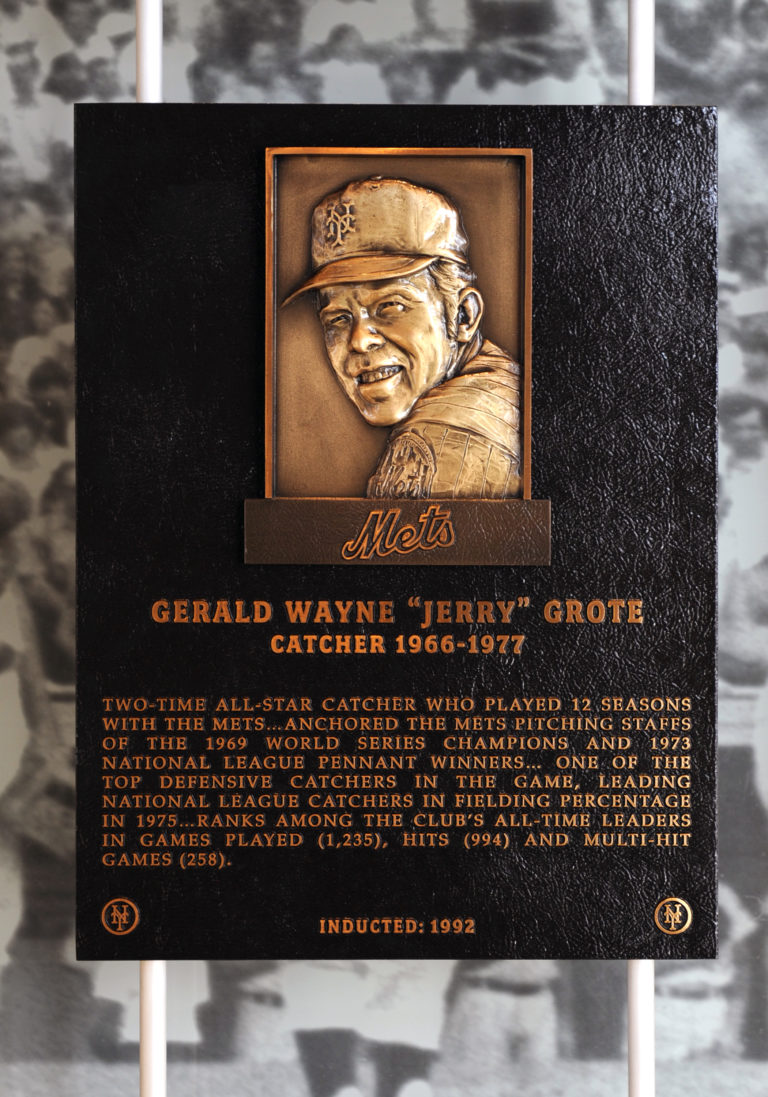 Jerry Grote Mets Hall of Fame Plaque