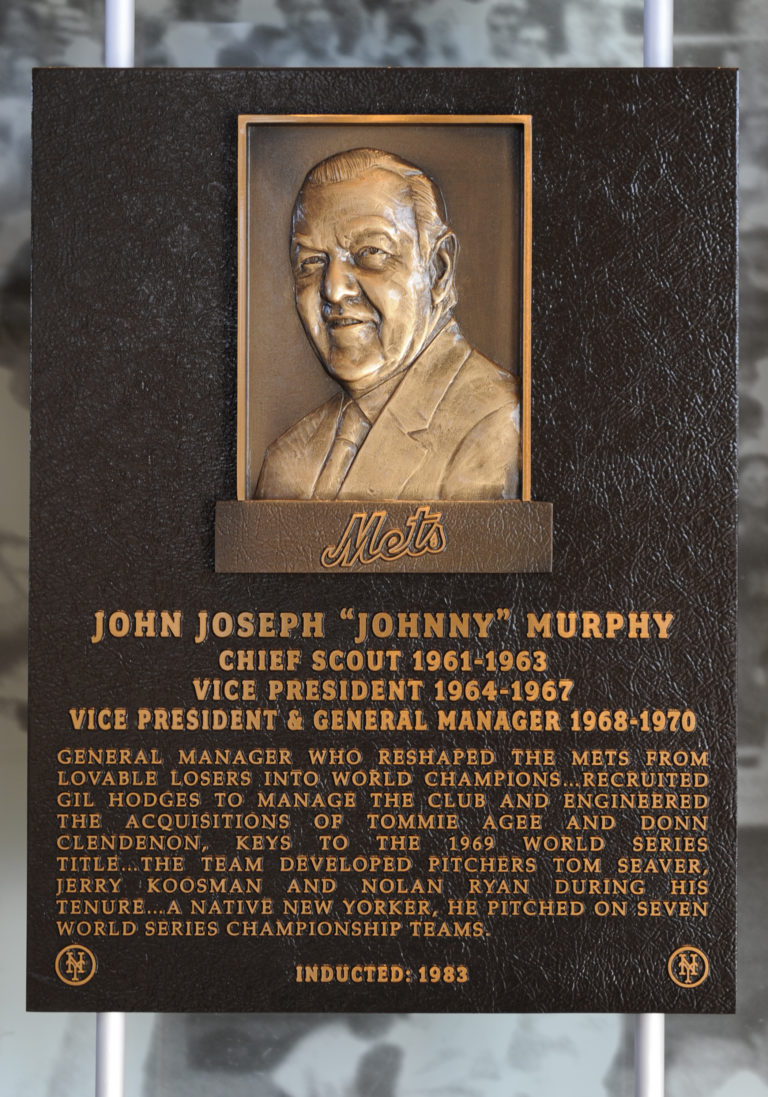 Johnny Murphy Mets Hall of Fame Plaque