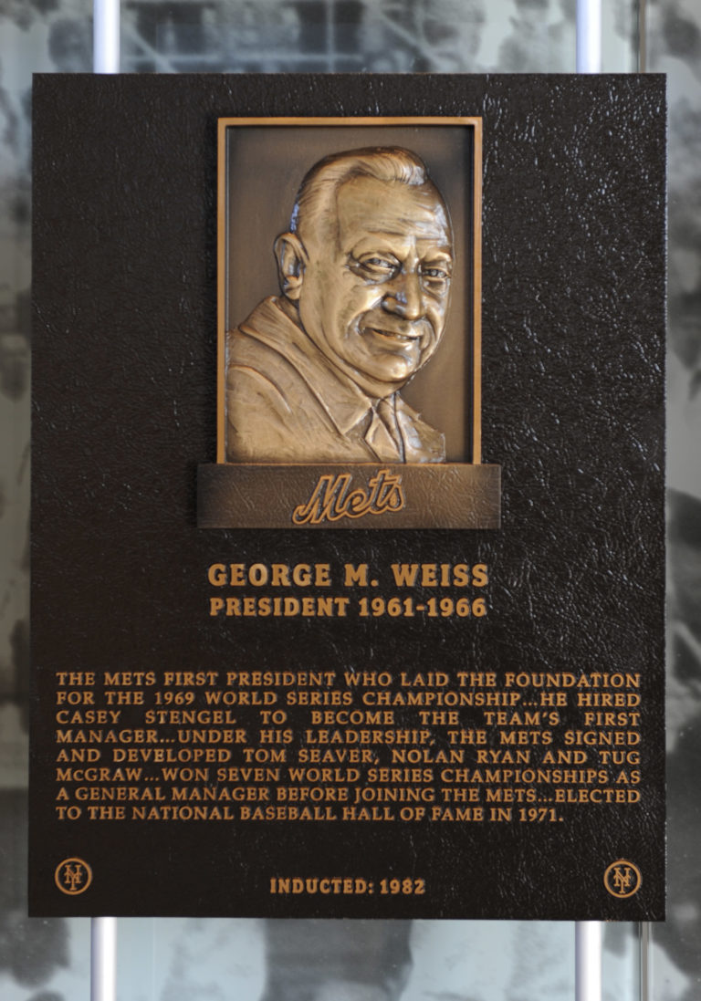 George Weiss Mets Hall of Fame Plaque