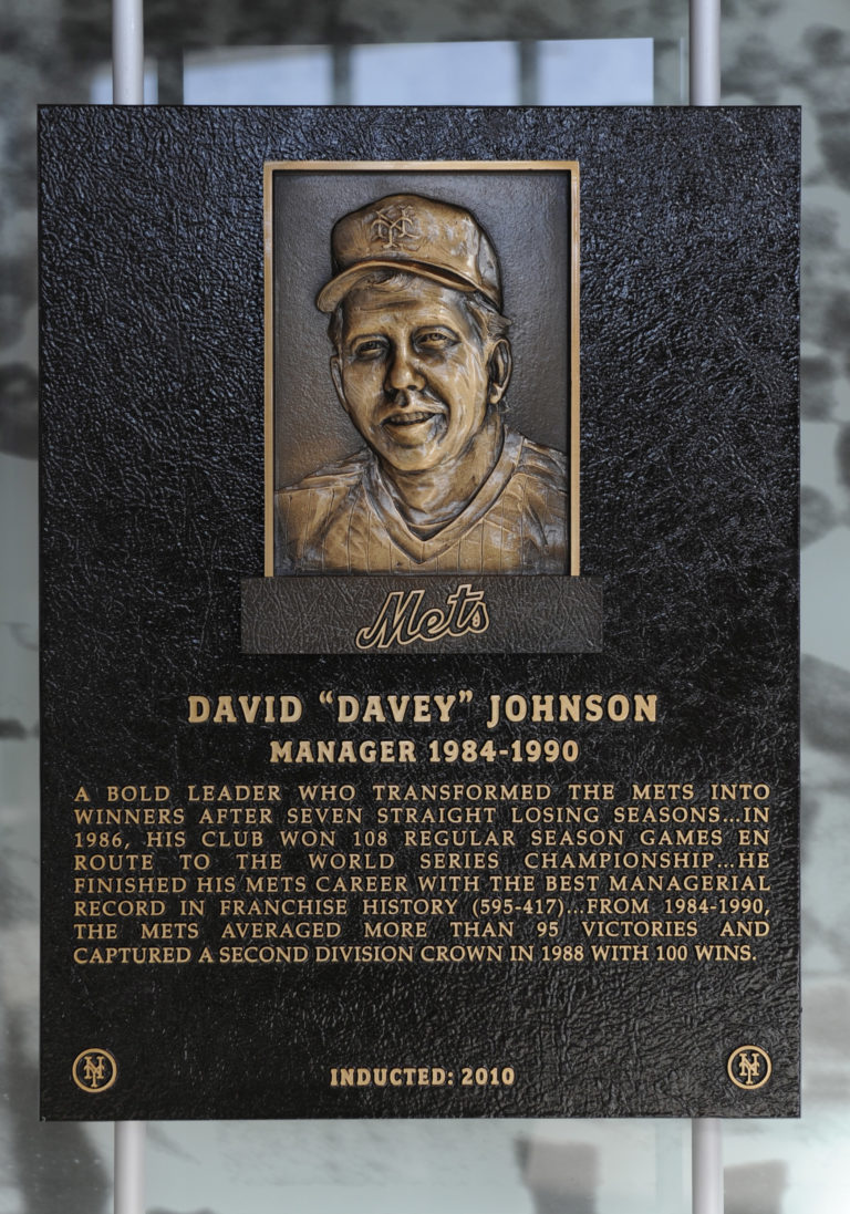 Davey Johnson Mets Hall of Fame Plaque