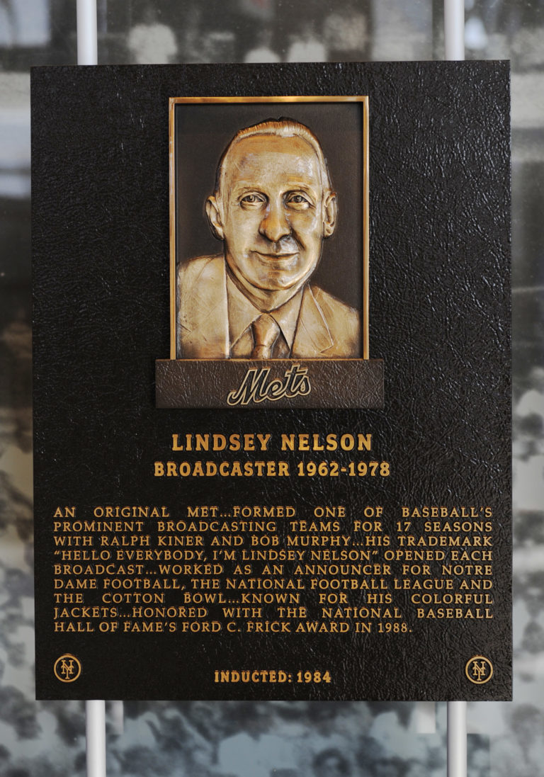 Lindsay Nelson Mets Hall of Fame Plaque