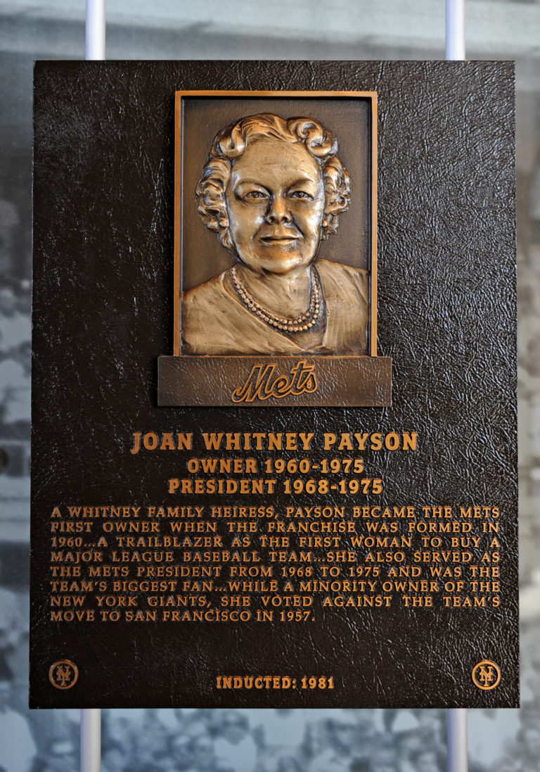 Joan Whitney Payson Mets Hall of Fame Plaque