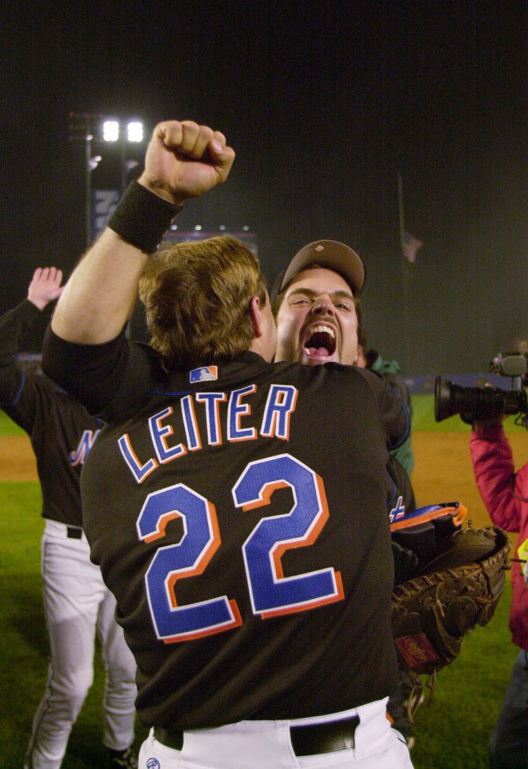 Mike Piazza's Cheers as Al Leiter Hugs Him