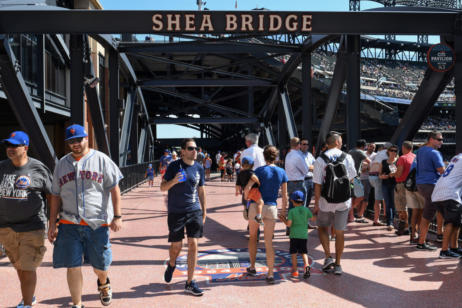 Photo of Shea Bridge in Citi Field with Fans Crossing