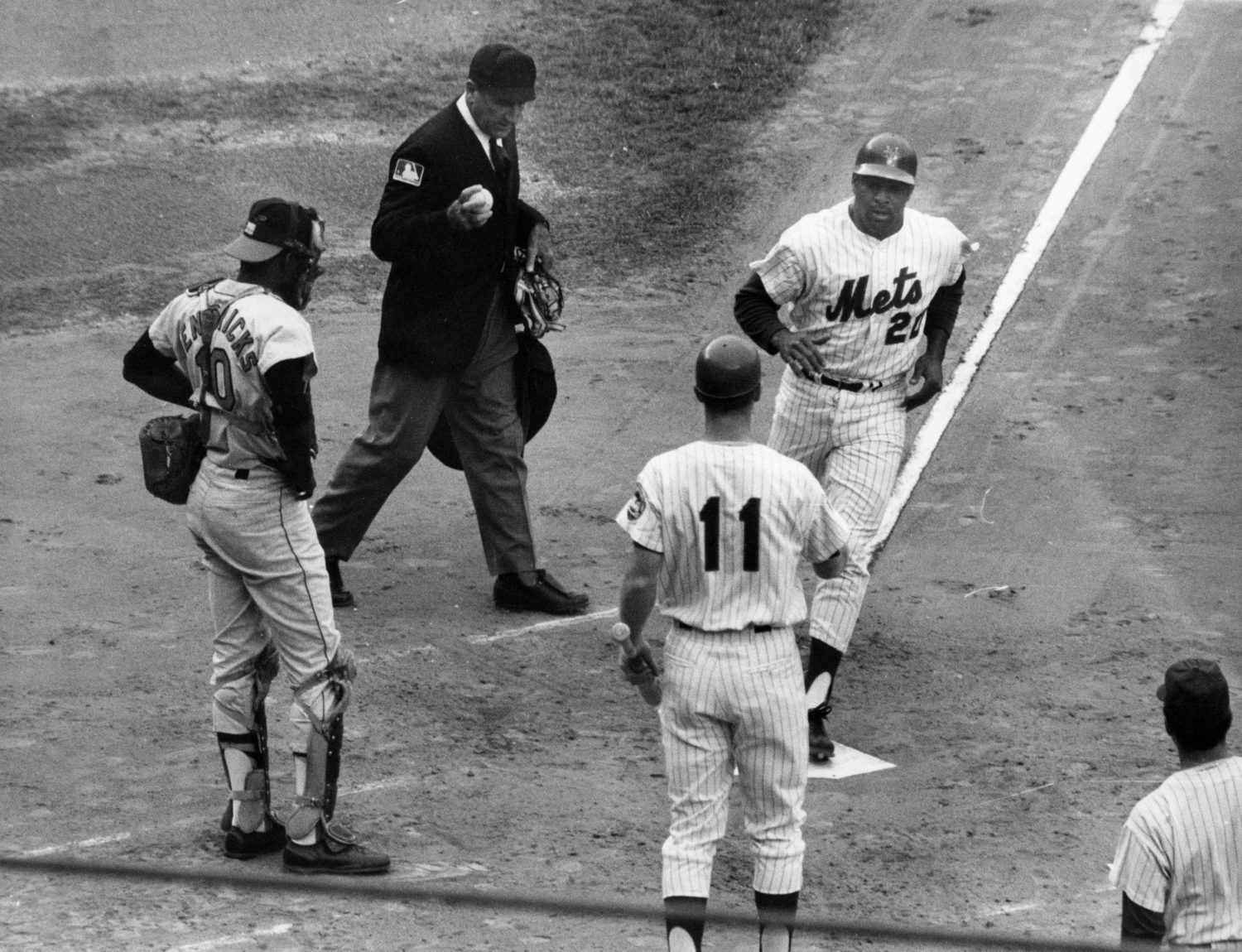 Wayne Garrett Greets Tommie Agee at Home Plate