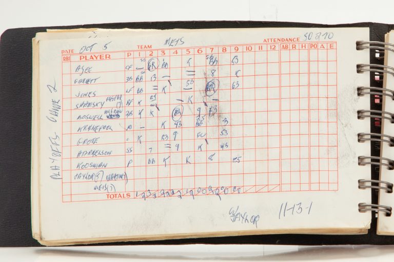 Maury Allen's Scorebook from Game 2 of 1969 NLCS