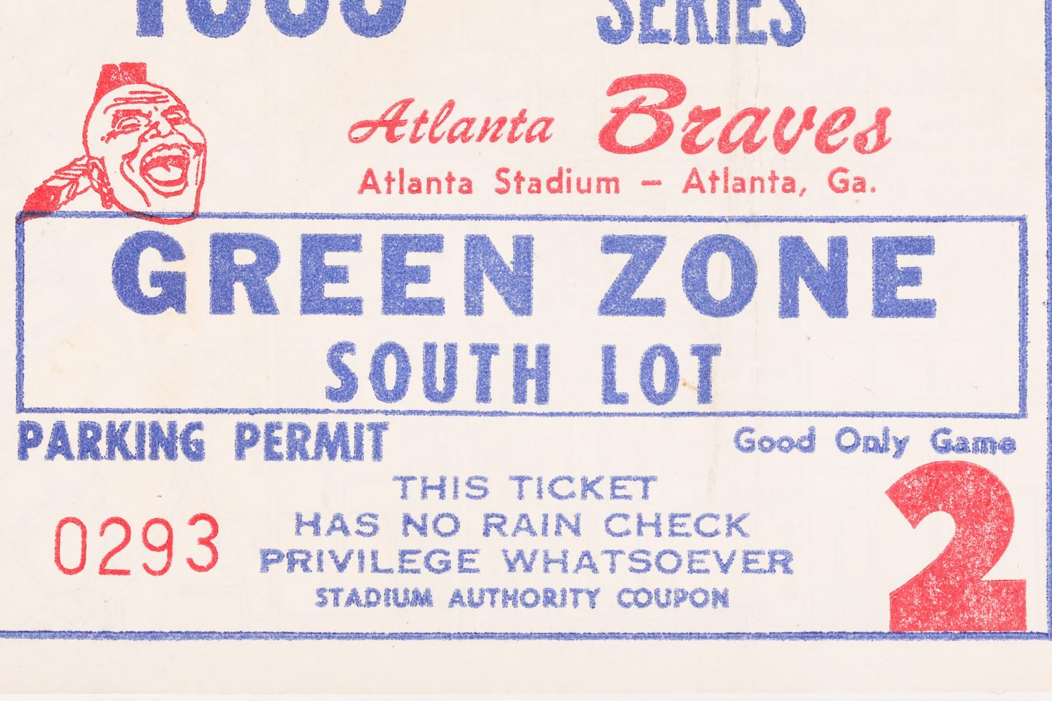 1969 NLCS Game 2 Parking Pass